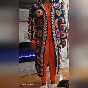 Long crochet sweater